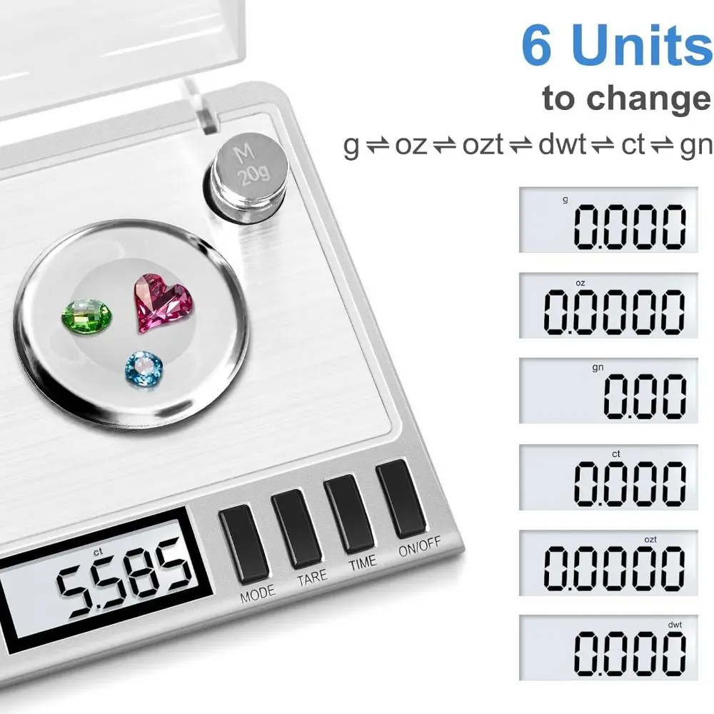 

50 G / 20 G Mini Electronic Scale Digital Display 0.001 G Jewelry Scale Stainless Steel High Precision Digital Fishing Scale