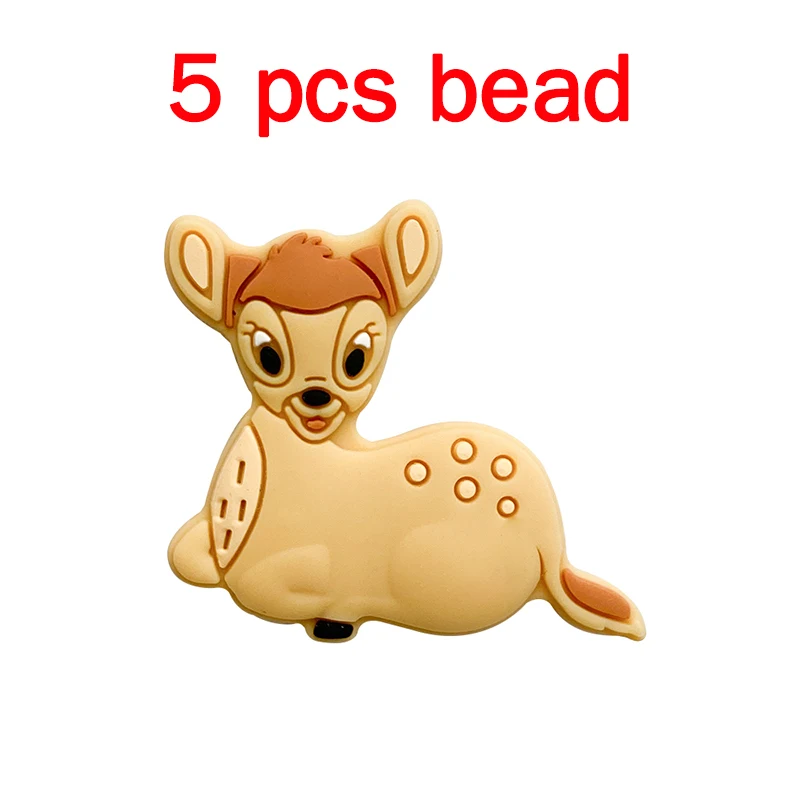 5 Stück Silikon-Schnullerketten mit Cartoon-Perlen für Babys, DIY-Pflege, Nippelketten-Ornamente, Zubehörteile