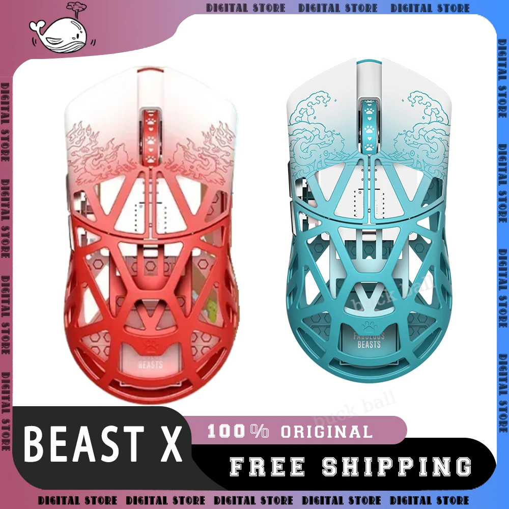 New Wlmouse Beast X Fabulous Beasts Mouse Magnesium Alloy 2Mode Wireless 2.4G Mouse Lightweight Cute Anime PAW3395  Gamer Mouse