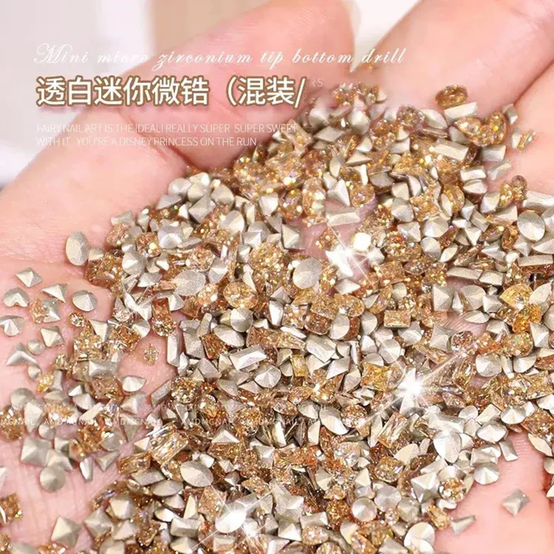 50Pcs 3D Mixed Mini Pink Zircon Nail Art Rhinestone 2/3/4mm Horse Eye Mirco Nail Crystal Sharp-bottom Small Pink Nail Diamond
