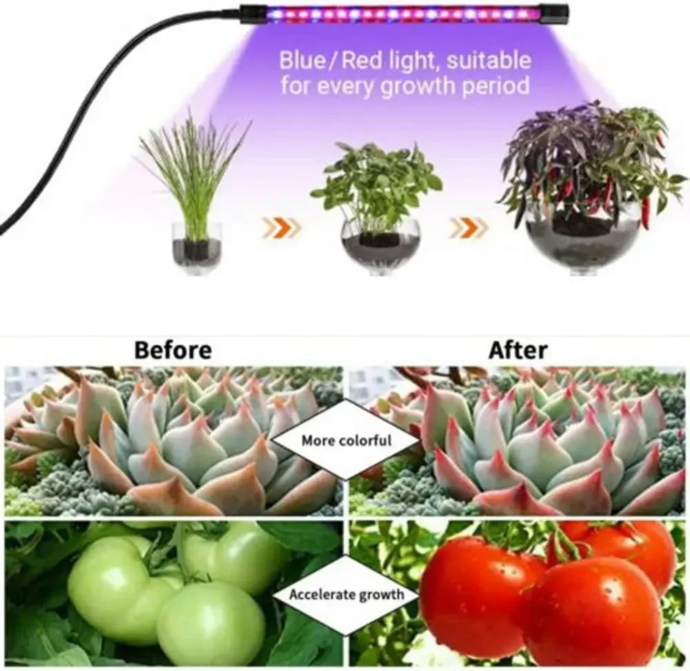 Indoor Plant Grow Light LED Full Spectrum Fill Light 9 Levels Controll Light  Suitable Plant Seedlings 3/9/12h Auto Timer On&Off