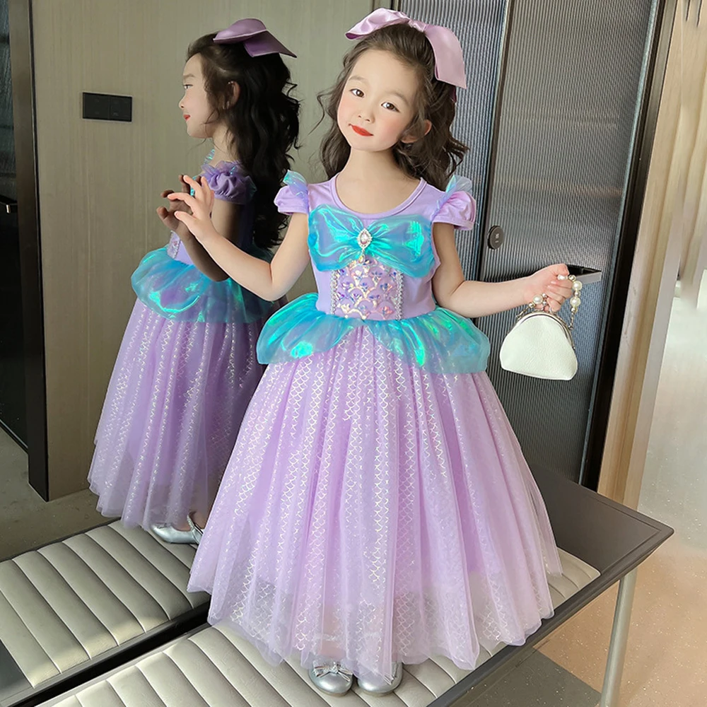 Carnival Little Mermaid Charm paillettes Princess Girls Dress Costume Cosplay abiti da festa di compleanno sirene Halloween abbigliamento per bambini