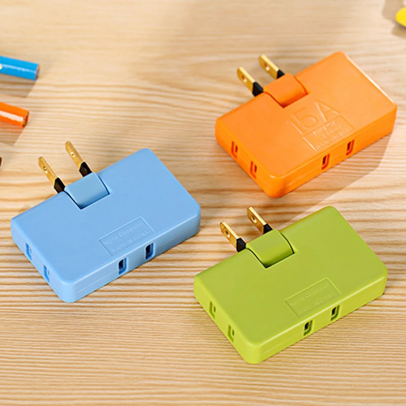 Universal 180 Degree Rotatable 1 Turn 3 Power Adapter Conversion Plug Travel Essentials Converter 125V Power Converter