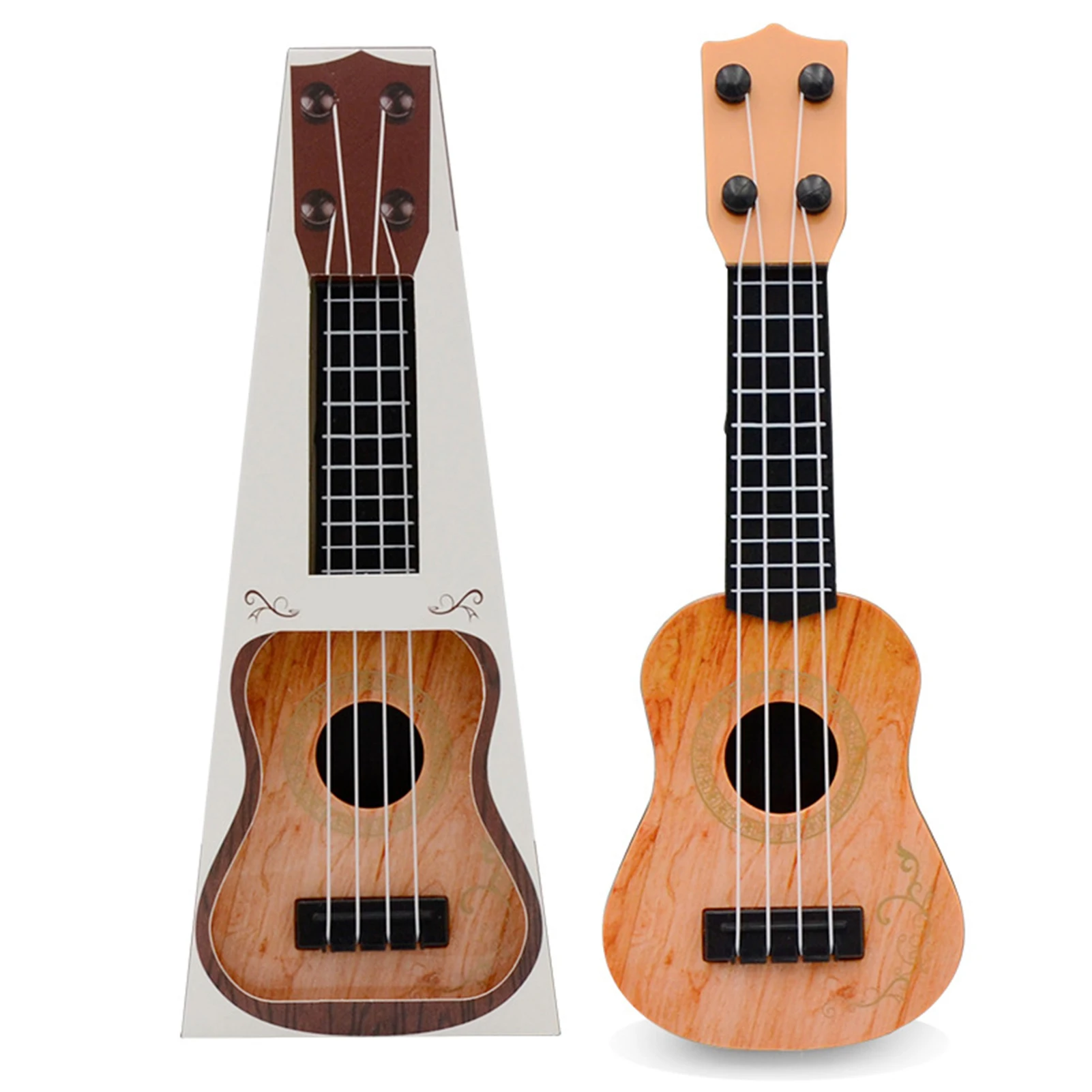 Mini Ukelele de grano de madera de simulación para niños, guitarra clásica, juguetes, instrumento Musical, juguete educativo de cultivo de interés