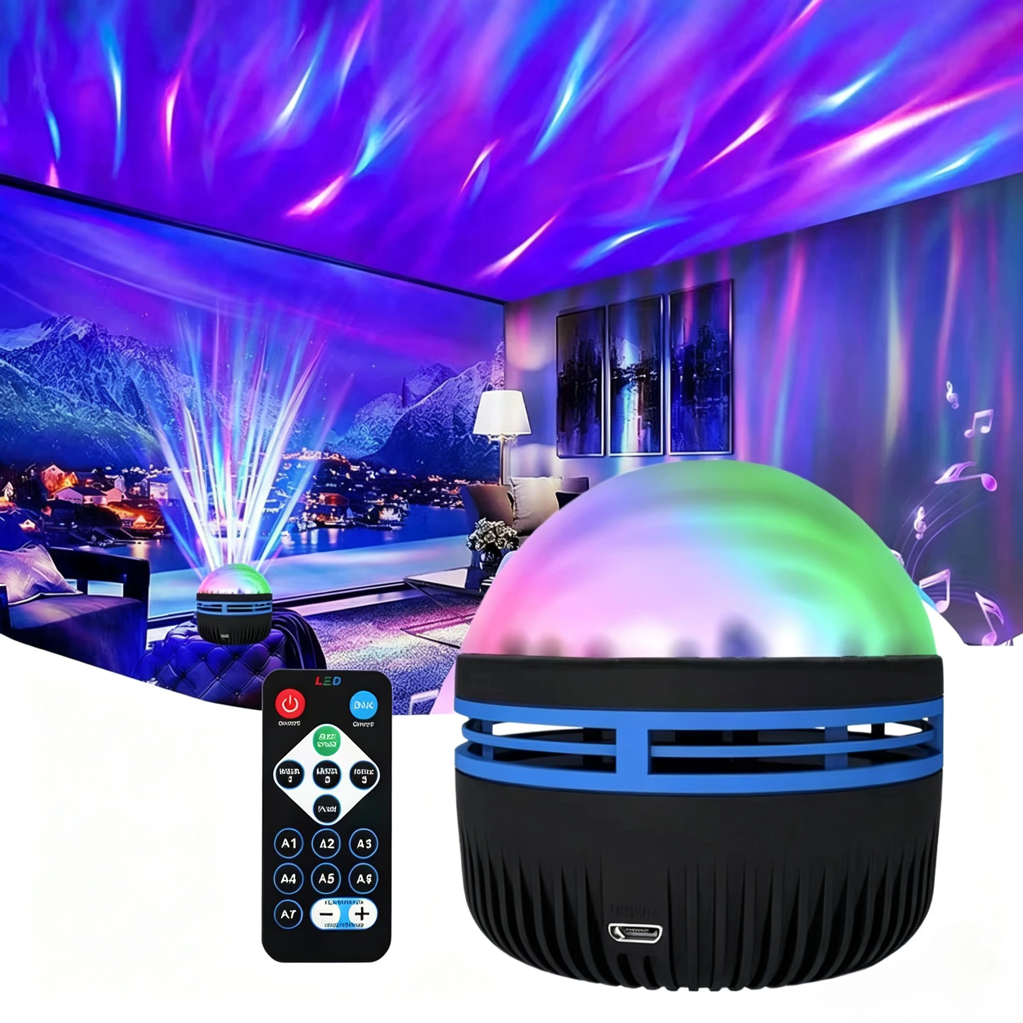 Aurora Projector LED Lamp Remote Control USB 5V Projector Night Light Color-Changing for Room Decor Kids Birthday Gifts