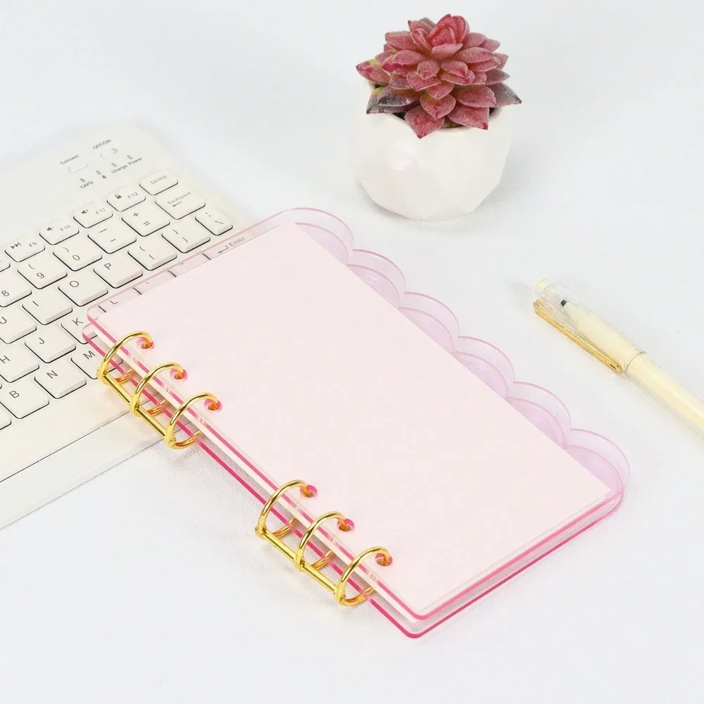 A6 Binder Notebook Set Petal Edge Acrylic Cover Detachable Loose-leaf Notebook Blank Refill Paper Refillable Notebook