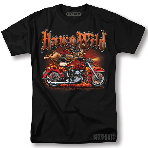 

Biker Classic HarIey Motorcycle Hawg Wild HD T Shirt