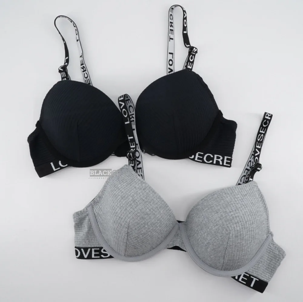 

Sports Letter Cotton Mold With Steel Ring Women's Bra Comfortable Fashionable Adjustable Gathered Bra Female Lingerie