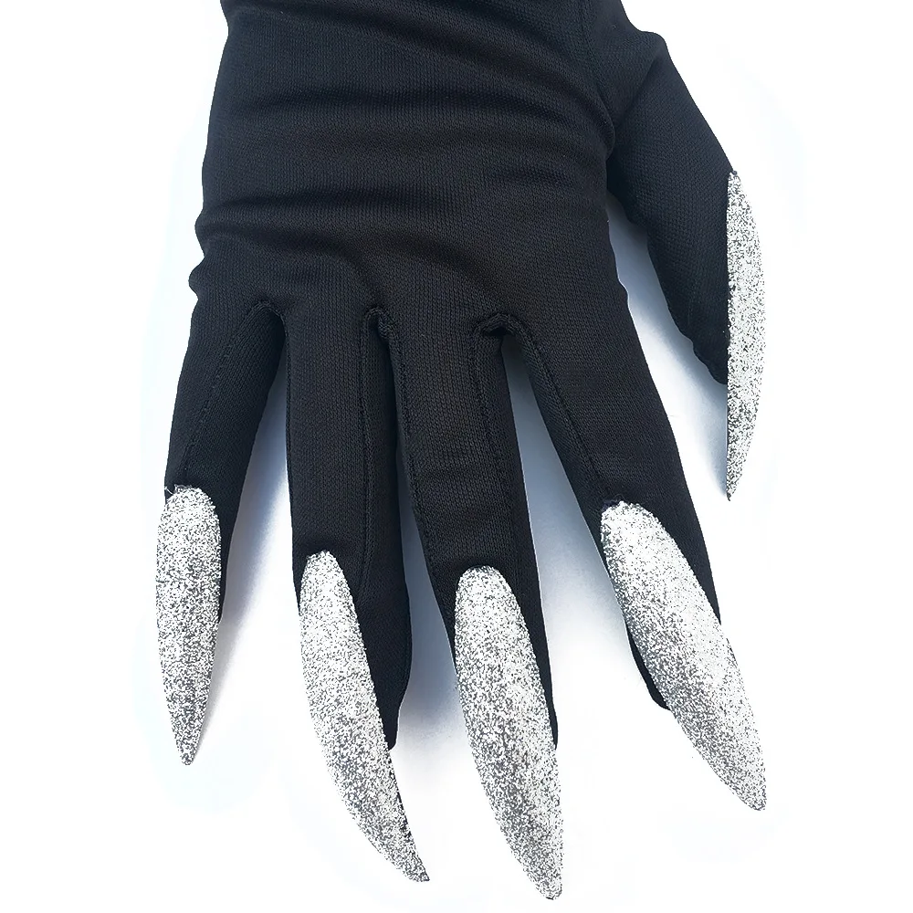Cool Halloween Gloves Long Ghost Claw Dress Up Gloves Fashion Black Long Nails Cosplay Halloween Funny Gloves