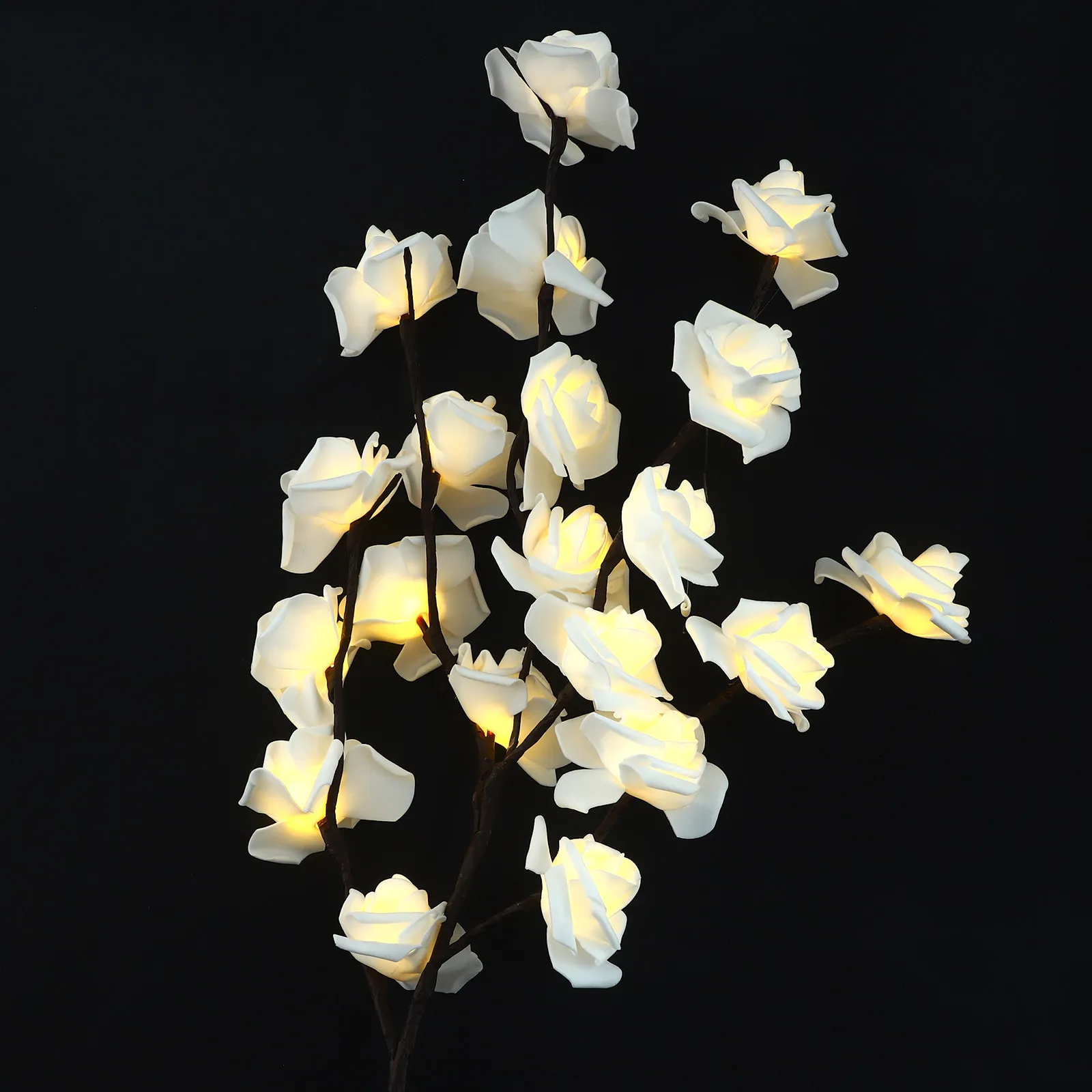

1Pcs LED Rose Flower Light Brown Branch White Rose Romantic Decor Wedding Party Festival Gift Night Light
