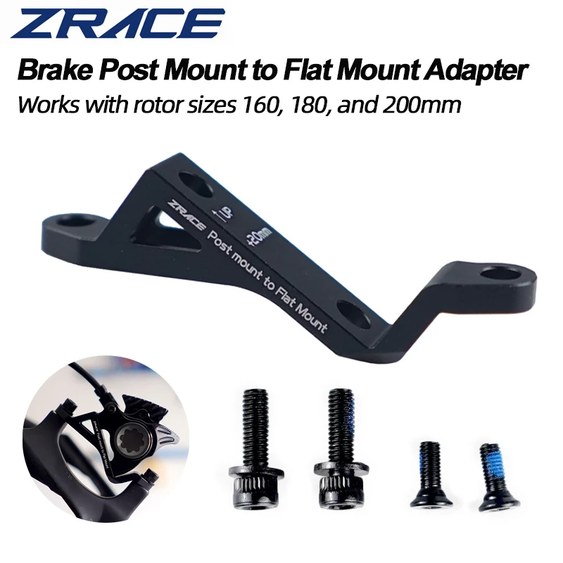 ZRACE Post Mount to Flat Mount Brake Adapter Works with Native Sizes 140/160/180mm +20mm Bicycle Brake Disc Rotor Bike Tool