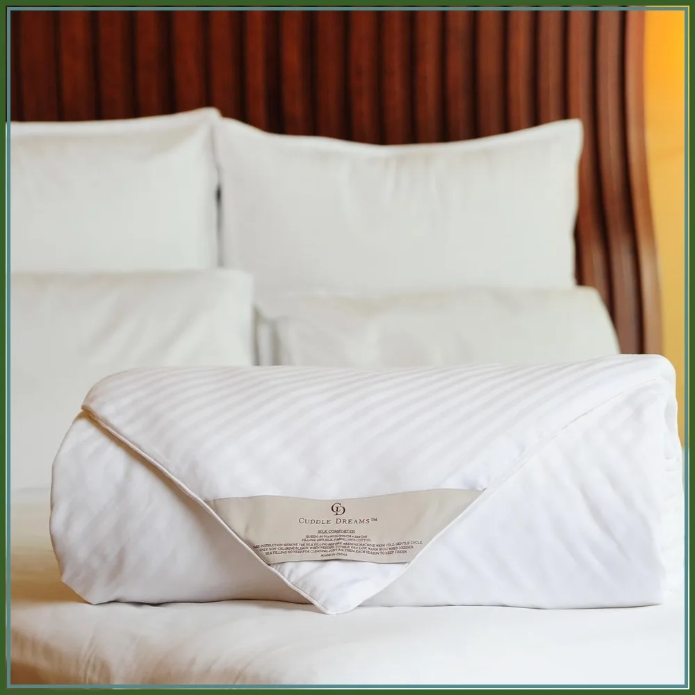 

100% Long-Strand Silk Comforter, Lightweight & Breathable for All Seasons, King Size