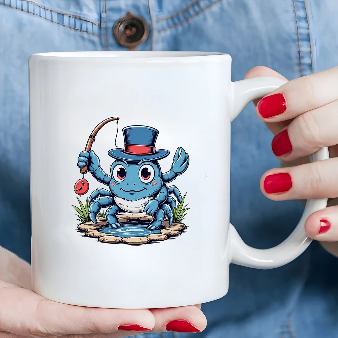 

Cartoon Crab Top Hat Mug 11OZ Kids Drink Cup Christmas Family Office Cup Funny and Creative Gift