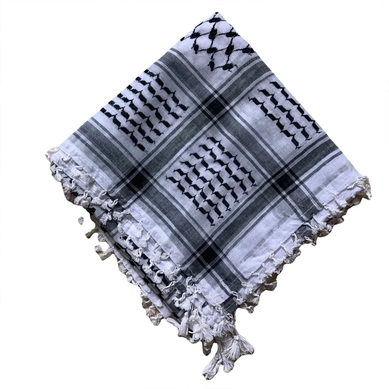 Arab Turban Muslim Keffiyeh Scarf Hijab Shemagh Desert Keffiyeh Fashion Military for Head Neck Scarf White Arab