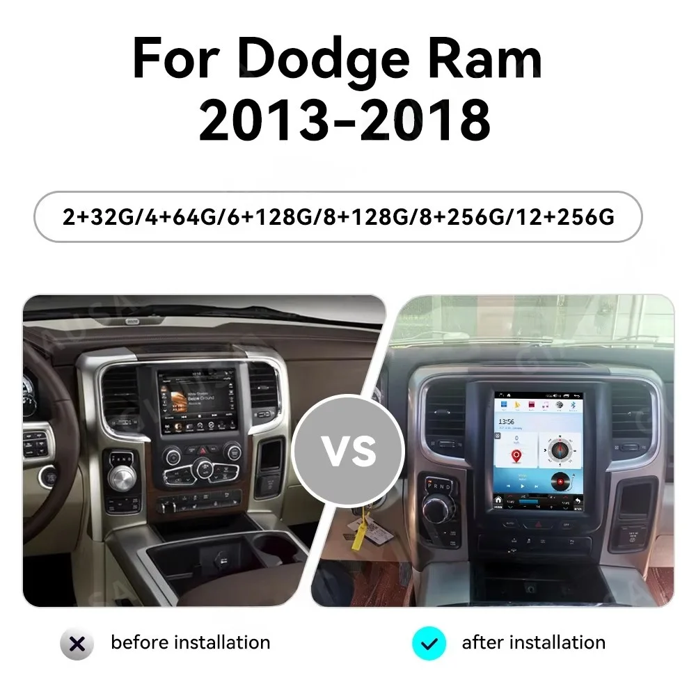 

For Dodge Ram 2011-2017 Android 14 Car Radio Multimedia Video Player Wireless Carplay Autoradio Stereo GPS Navigation Head Unit