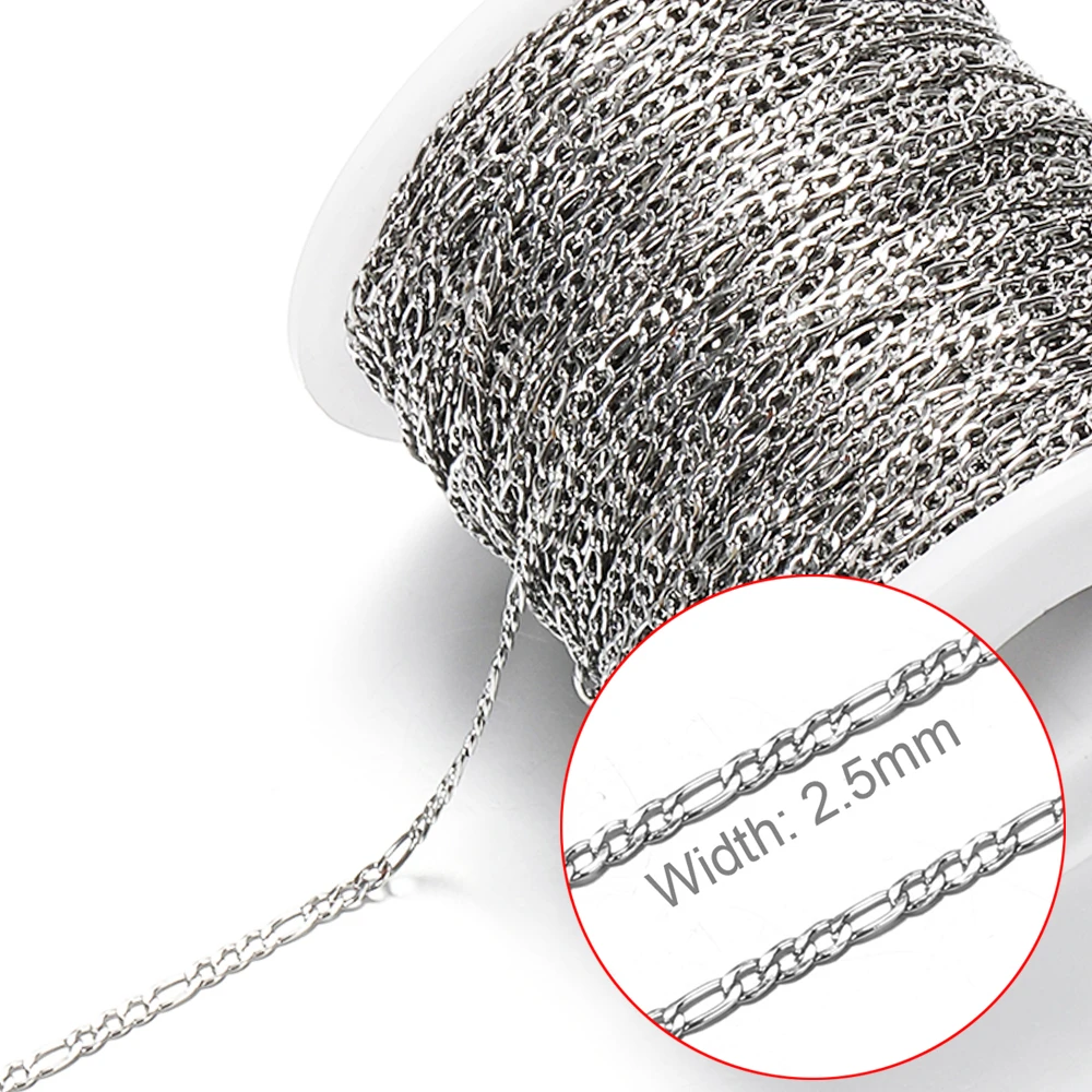 2 Meter lange Edelstahlketten in verschiedenen Ausführungen erhältlich für DIY-Halsketten, Armbänder, Schmuckherstellung, Zubehör, Perlenketten