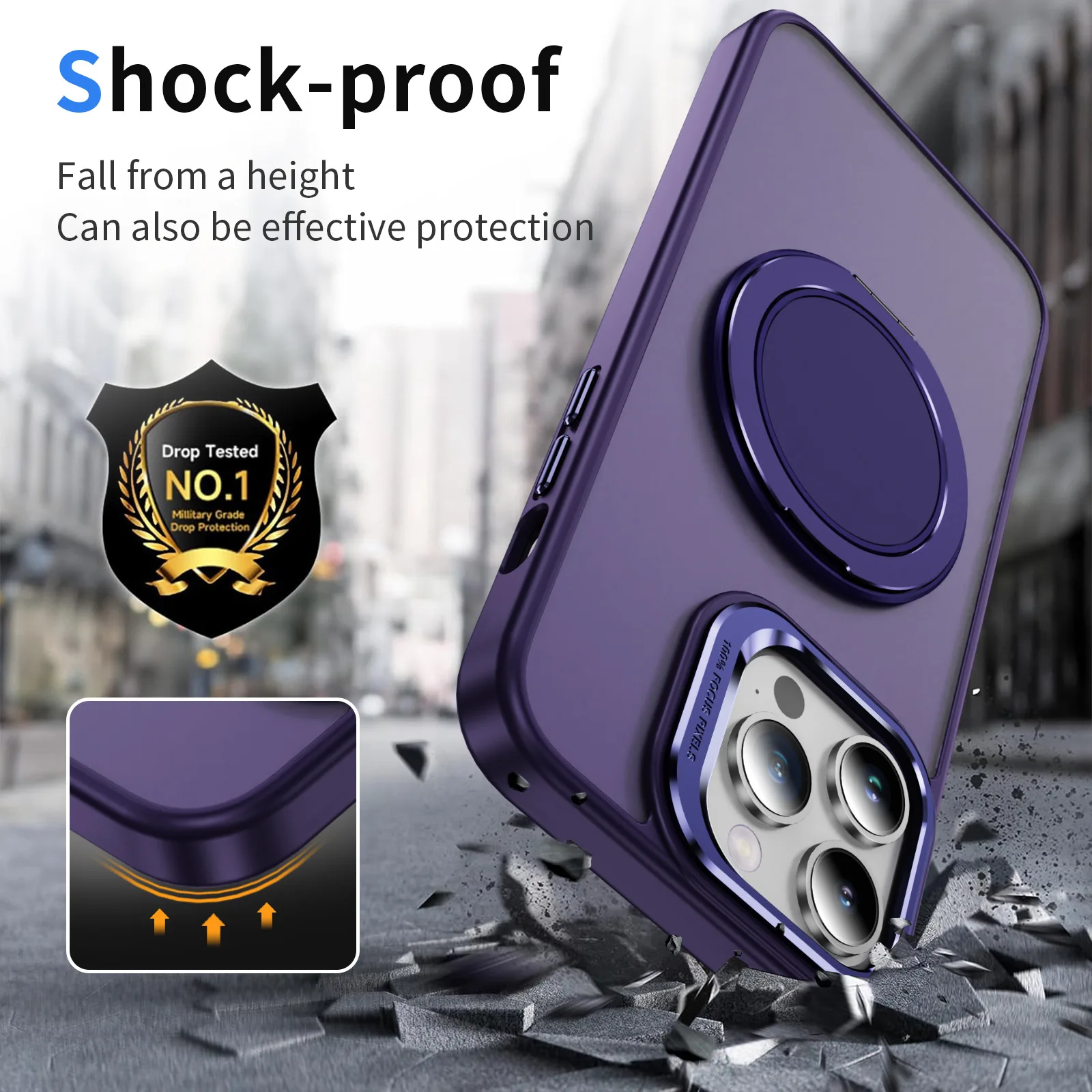 

Magnetic Phone Holder Finger Ring Buckle for MagSafe Wireless Charging for iPhone 16 15 14 13 12 Pro Max 360° Rotate Stand Cover