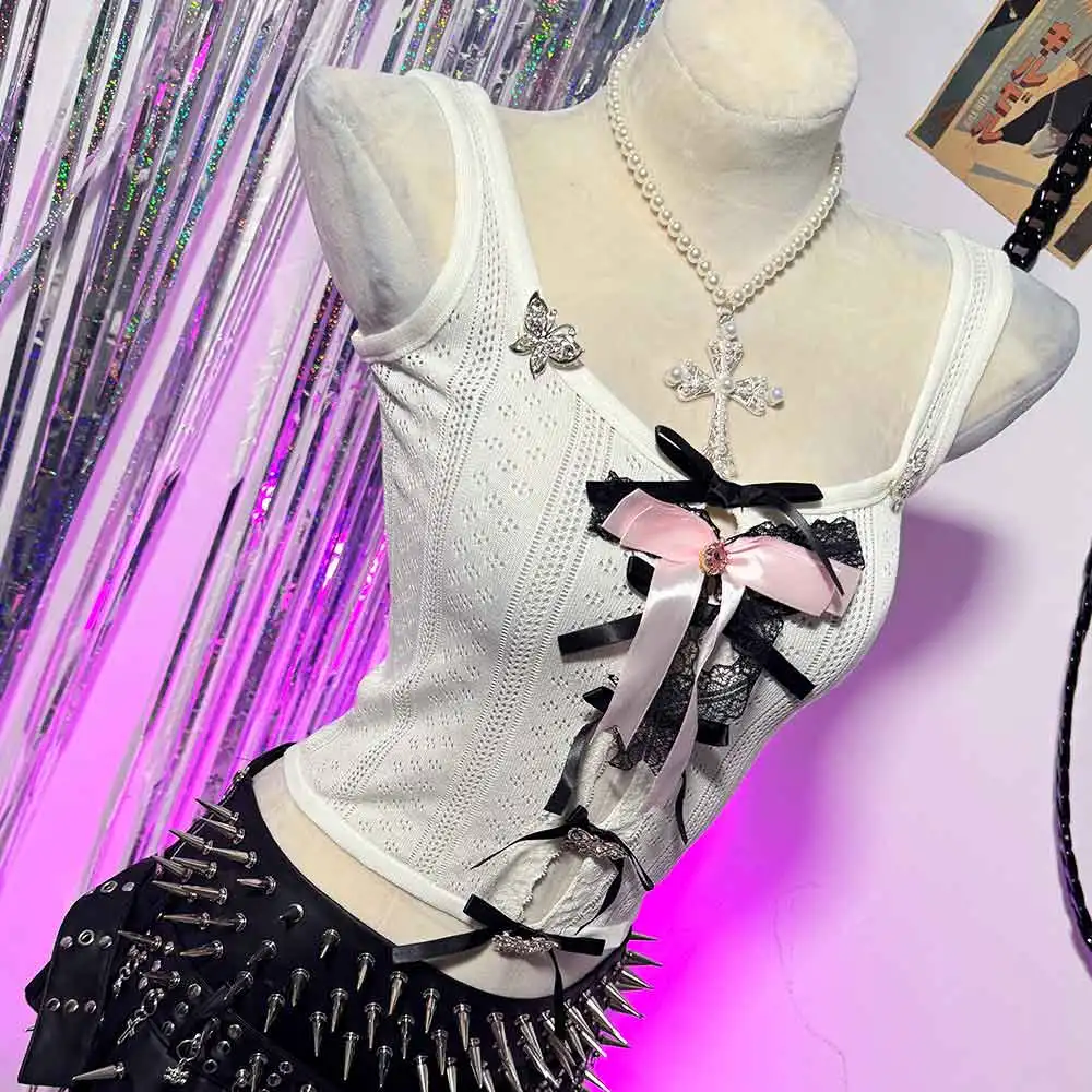 

Клубная одежда Y2K TOPS Гранж Харадзюку Эмо Гот Винтаж Сказочный бант DIY Эко 90-е Панк-рок Подросток Кибер Ручная работа Готический E-Girls Kawaii