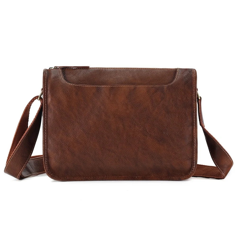 Couro genuíno pequeno saco do mensageiro clássico dos homens bolsa de ombro trabalho busniess crossbody saco para 9.7 "tablet bolsa nova