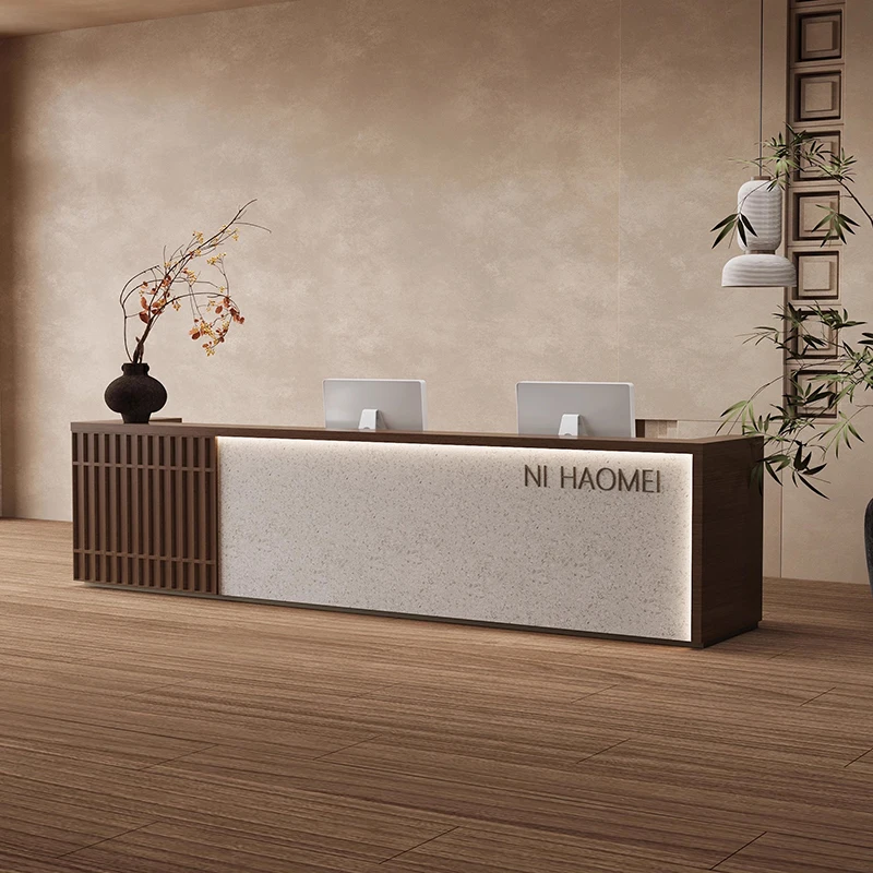 

Minimalist Aesthetic Reception Desks Modern European Company Design Reception Desks Wood Hotel Escritorio Commercial Furniture