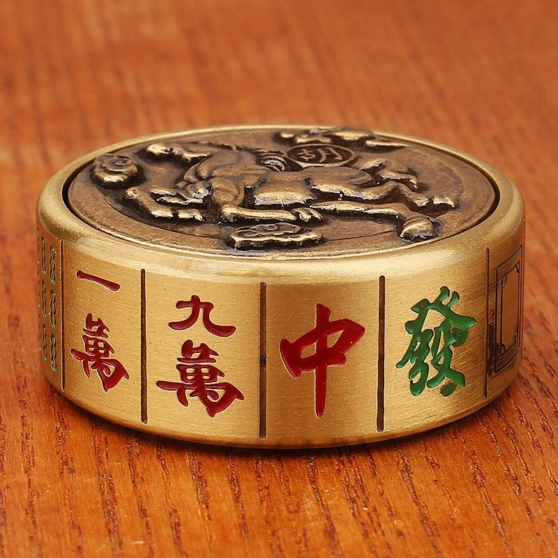Brass Mahjong Artifact Handle Hu Card Rotatable Decompression Hu Card Ornament Gift Handicraft