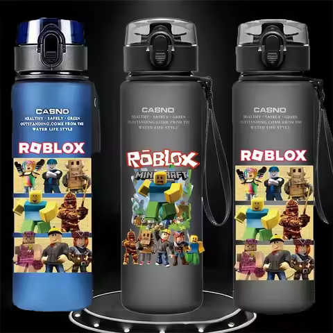 560ml Game Roblox Anime Student Children's Cartoon Casual Sports Water Cup Plastic Frosted Cups Student Daily Necessities Gifts