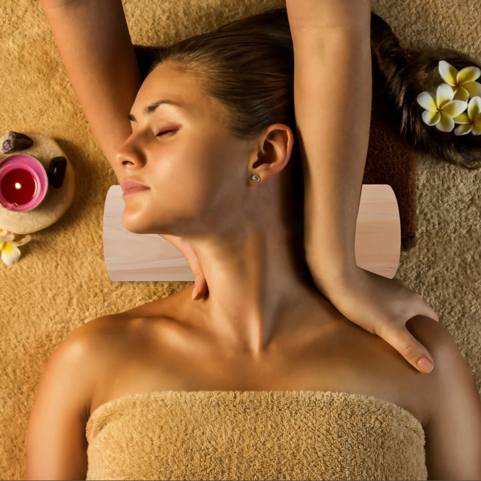 

Solid Wood Neck Support Pillow Moderate Size Sauna Room Shoulder Pain Relief Stiff Neck Relaxing Wooden Cervical Sauna Pillow