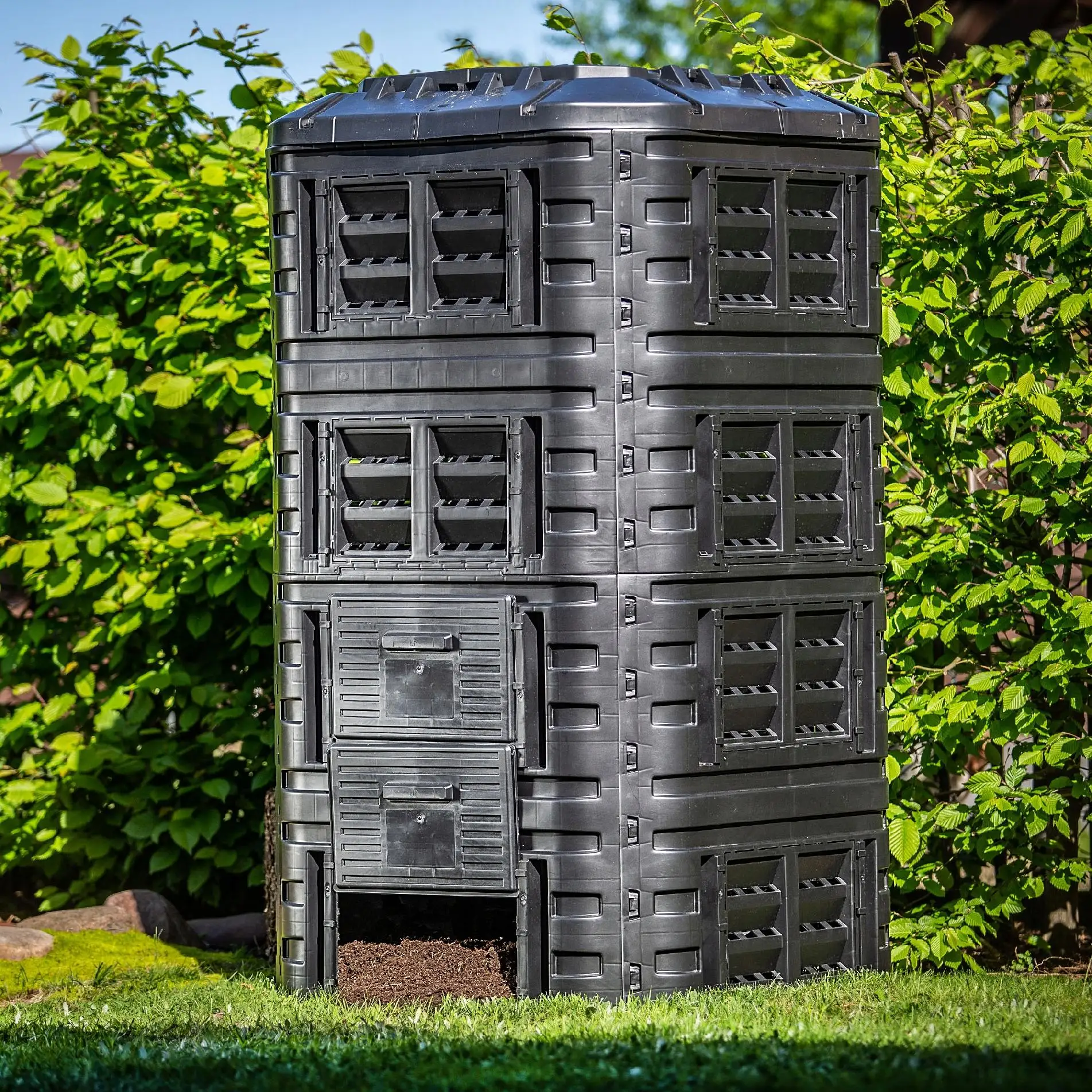 KADAX Garden compostore modulare 1260L resistente al gelo per tutto l'anno nero