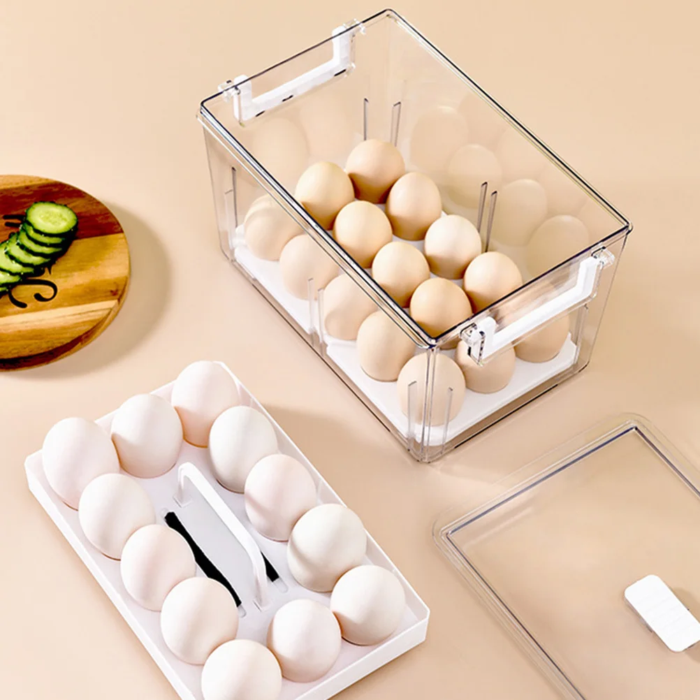 

1Pcs Refrigerator Egg Storage Box Transparent Pet Organizer Handle Design Detachable Dividers Folding Egg Container Breathable