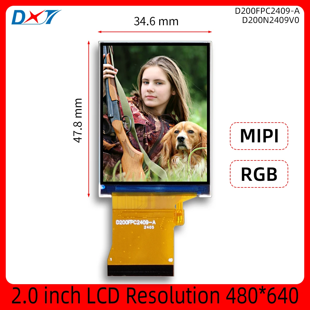 Wyświetlacz LCD 2,0 cala, rozdzielczość 480*640, 2-calowy sterownik TFT LCD ST7701S, interfejs MIP, interfejs RGB