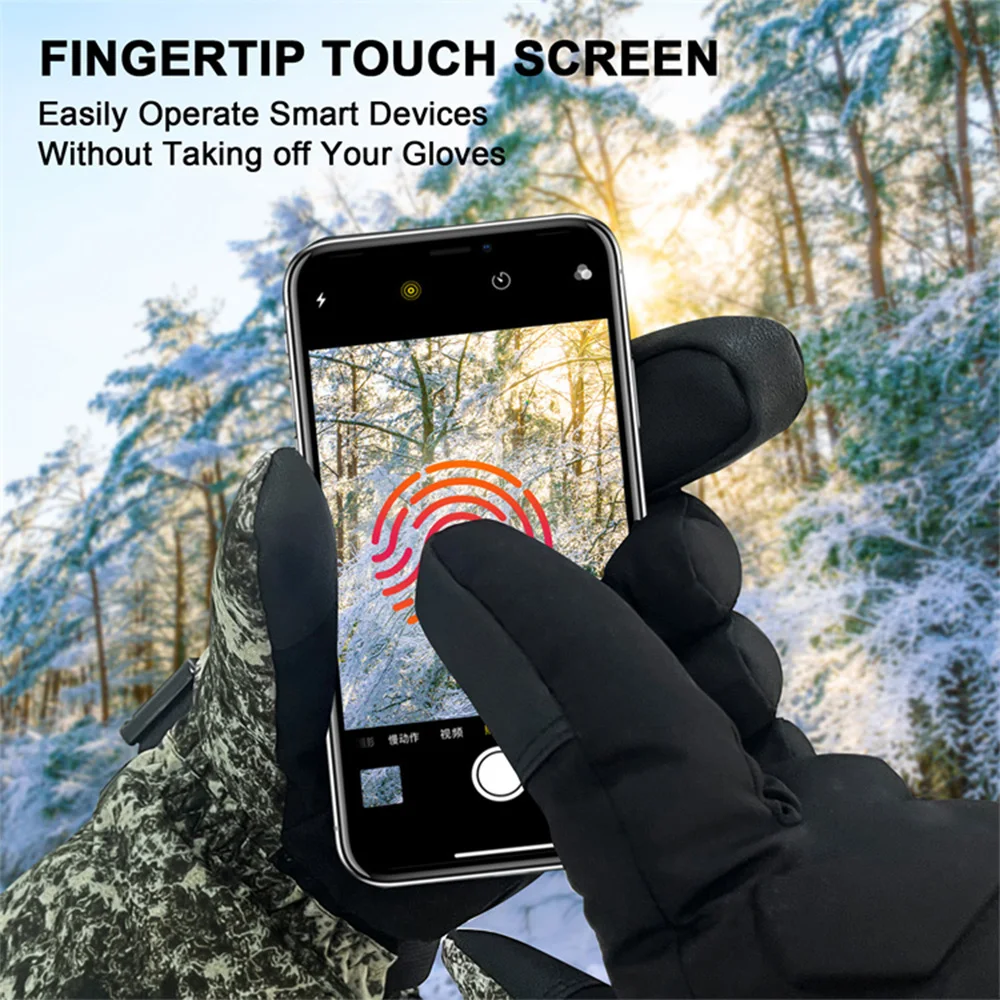 قفازات التدفئة للدراجات النارية شاشة تعمل باللمس قفازات تسخين كهربائي مع صندوق بطارية في الهواء الطلق الشتاء ركوب الدراجات التدفئة التزلج قفاز #3