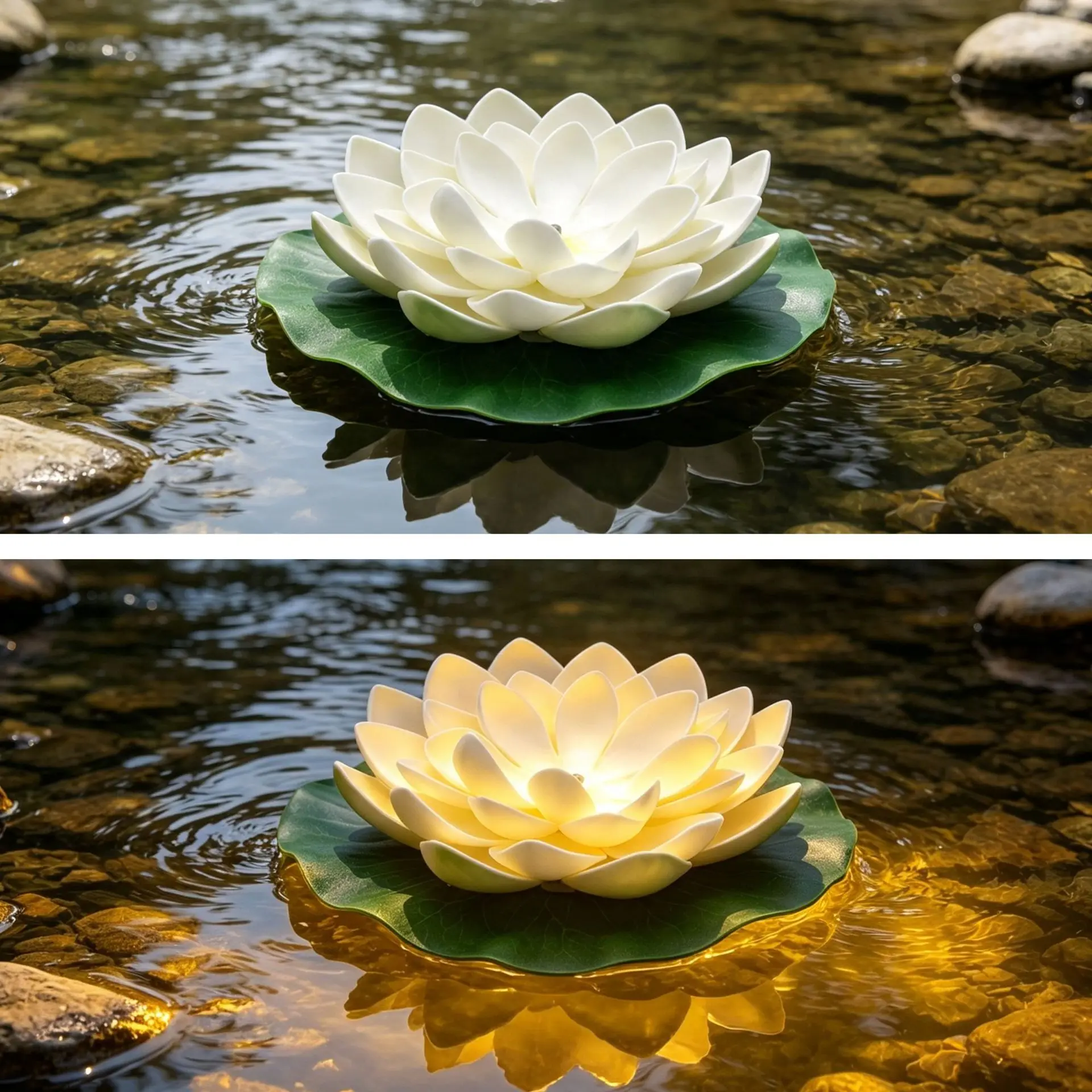 Cross-border pond swimming pool floating light simulated lotus outdoor pool lotus light solar lotus light