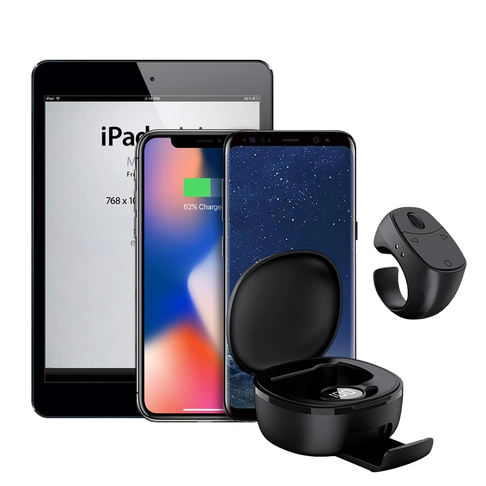Fingertip Remote Control Bluetooth-Compatible 5.3 Remote Control Shutter/Clicker Multi-Function Digital Display for Smartphones