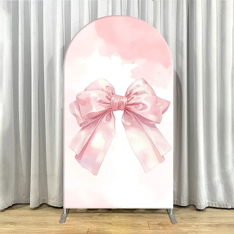 Arch Backdrop Cover Single Side Pink Bow Cloud Weddings Sessions Party Decoration Photo Booth Background Event Supplies Props