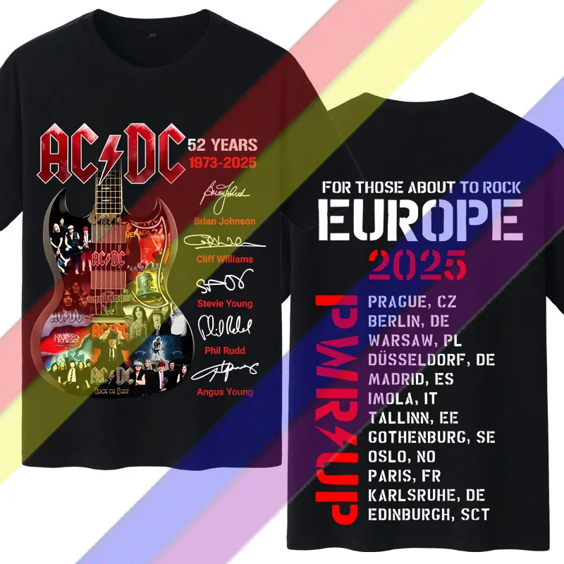 Fashion Classic Rock BandAC DCStreet Trend Designer Print Pattern Pure Cotton High Quality Unisex Harajuku Leisure Sports