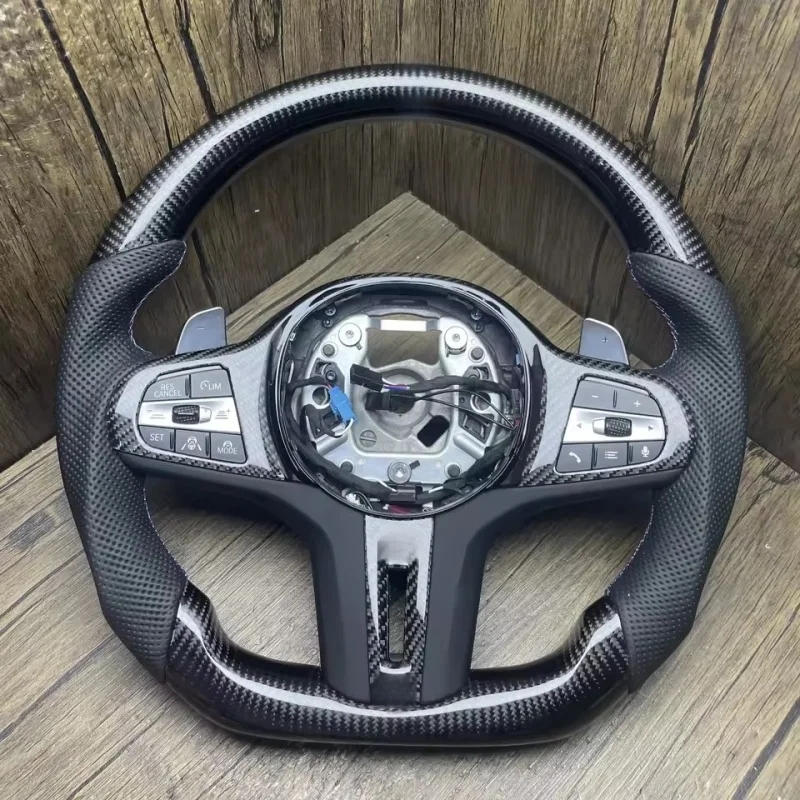 BMW G30 G31 G32 X3 G01 G02 G87 M3 G80 M4 G82 G42 G20 LCI G11용 카본 파이버 가죽 자동차 스티어링 휠 인테리어 액세서리