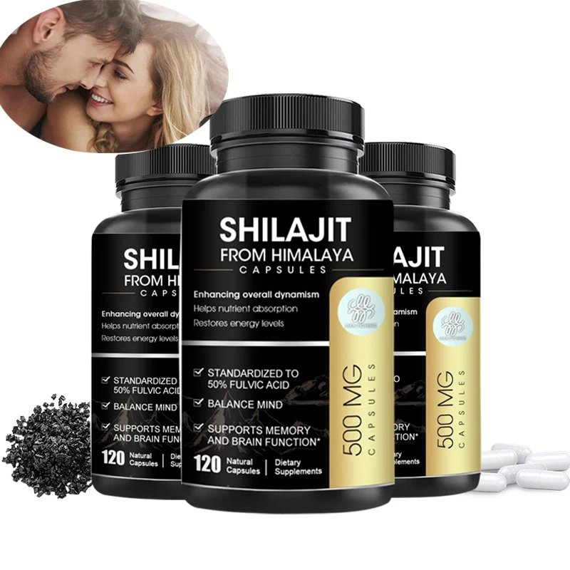 100% Original Shilajit Capsules with 50% Fulvic Acid for Active Brain, Boost Energy & Immunity, Build Muscle, Relax Mind