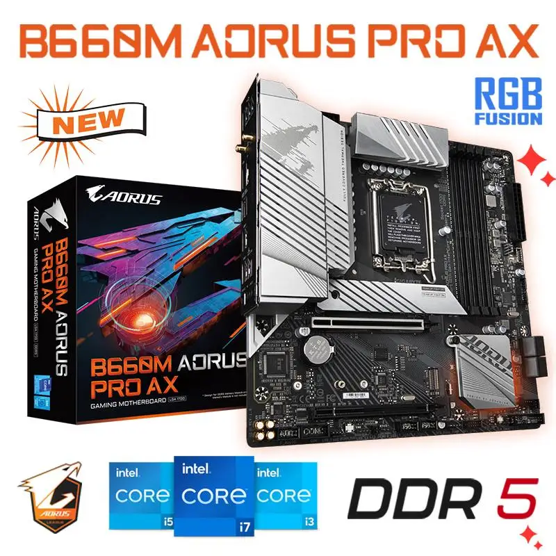 Go! Gigabyte B660M AORUS PRO AX DDR5 Motherboard LGA 1700 CPU Support 12th Gen Intel B660 Mainboard DDR5 128GB New