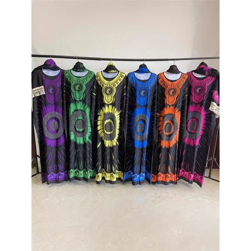 

Elegant Floral Abaya Modest Fashion Dress Muslim Cotton Prayer Robe for Women Dubai Islamic Wear with Scarf
