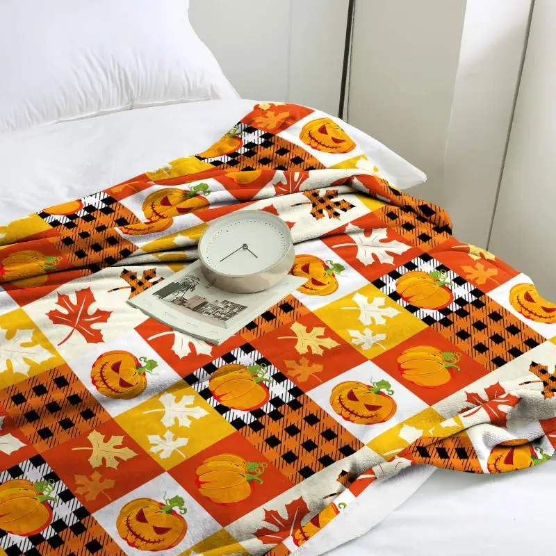 Thanksgiving Day Patchwork-Muster Flanelldecke Halloween-Deckenbezug Warme Halloween-Decke Party-Sofa-Dekorationsdecken – Detail 9