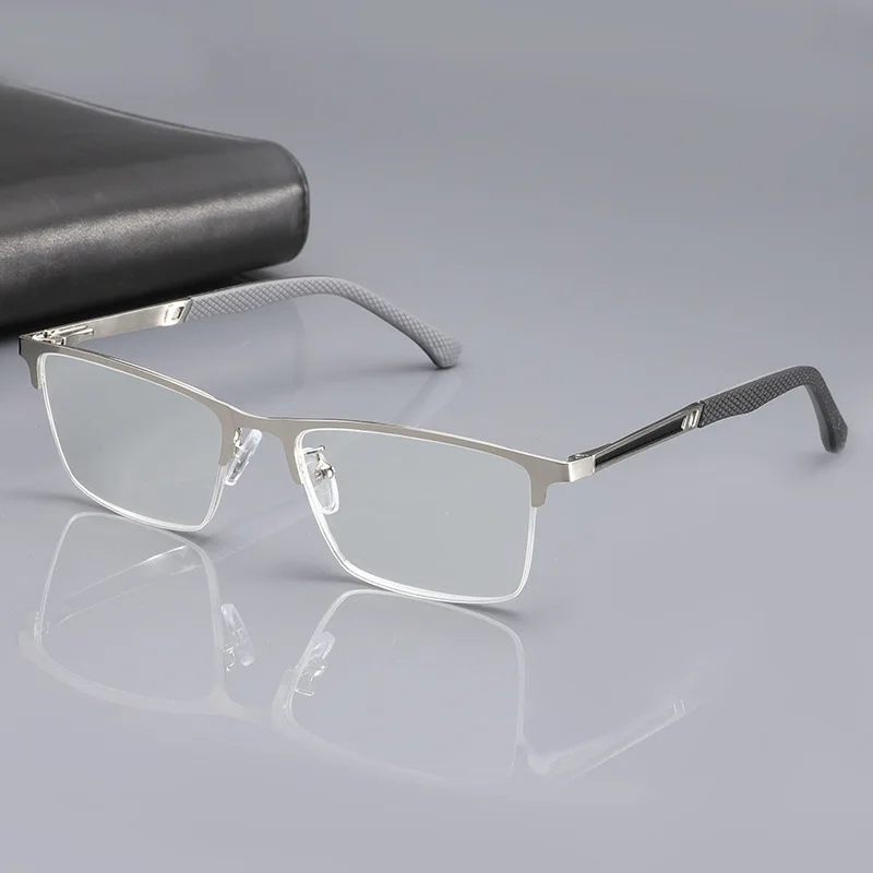 

New Quality Anti Blue Light Half Frame Reading Eyewear Men Male Metal Frame Business Glasses High Definition Presbyopia To +4.0