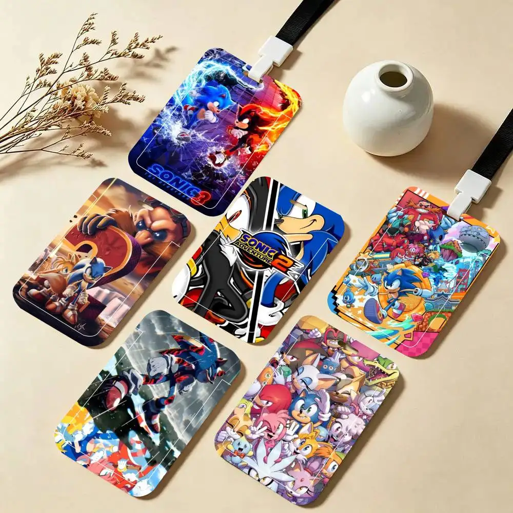 S-Sonic The H-Hedgehog ID Card Holder Neck Strap Pendant Door Badge Holder Lanyards Keychain Work Credential Case Gift