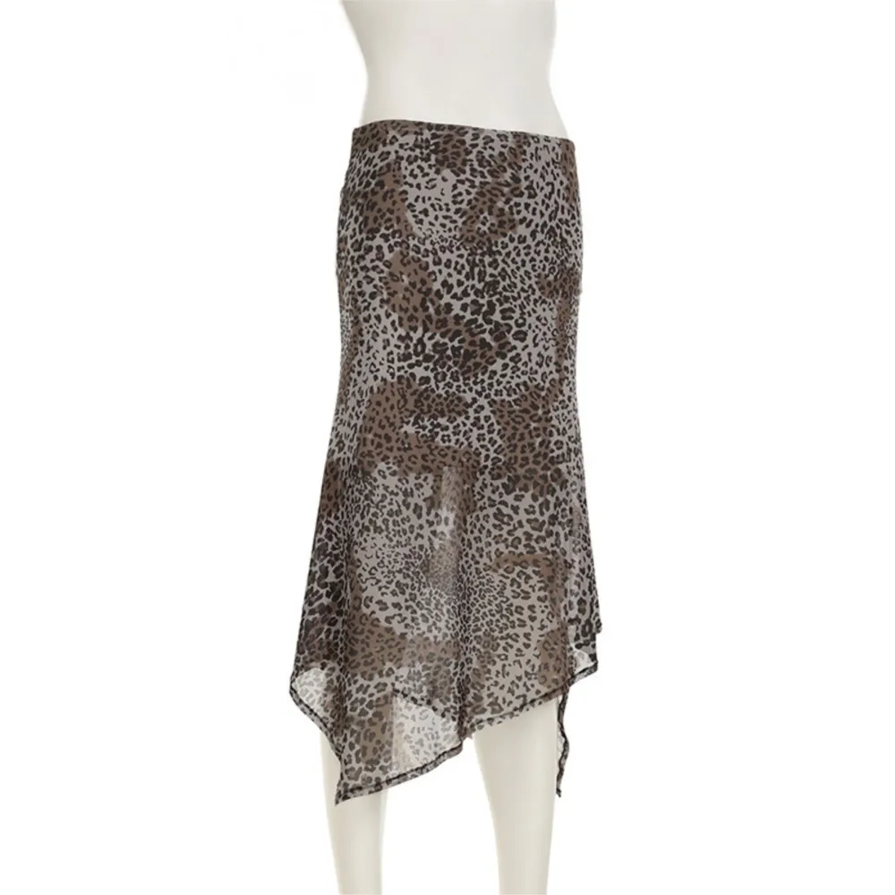 Women's Clothing Retro Leopard Print Irregular Long Skirt New Skirts Simple Style All-match Contrast Comfortable Temperament