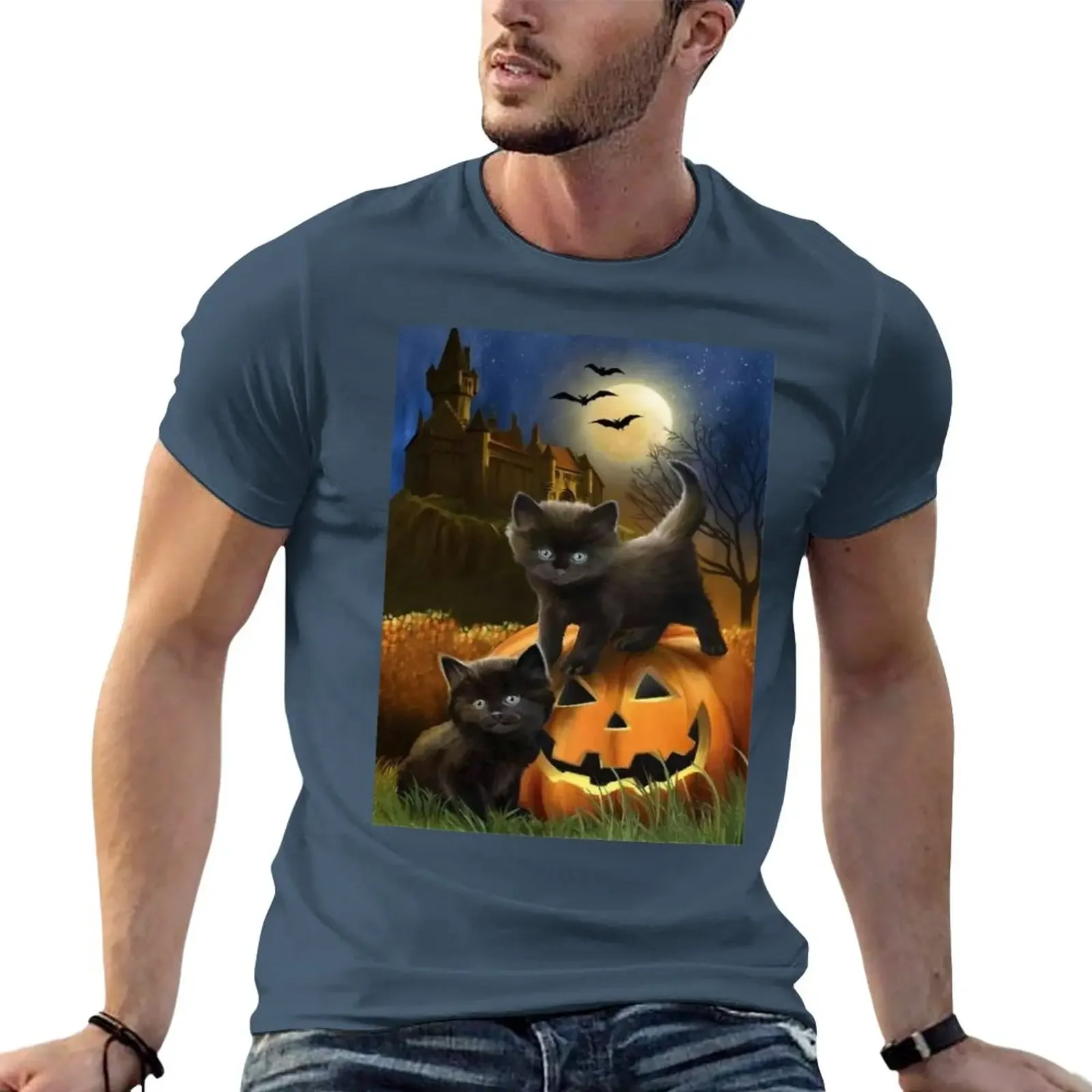 New Halloween Black Kittens DreamscapesbyTeresa T-Shirt graphics t shirt graphic t shirt T-shirt short black t shirts for men