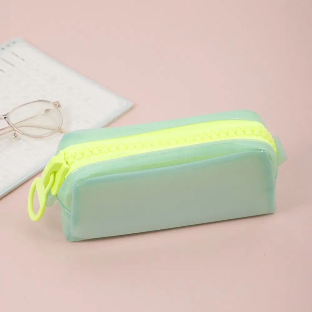 Large Capacity Zipper Transparent Pencil Case Stationery Box High Appearance Large Capacity Pencil Bag Desktop Storage Ins Style
