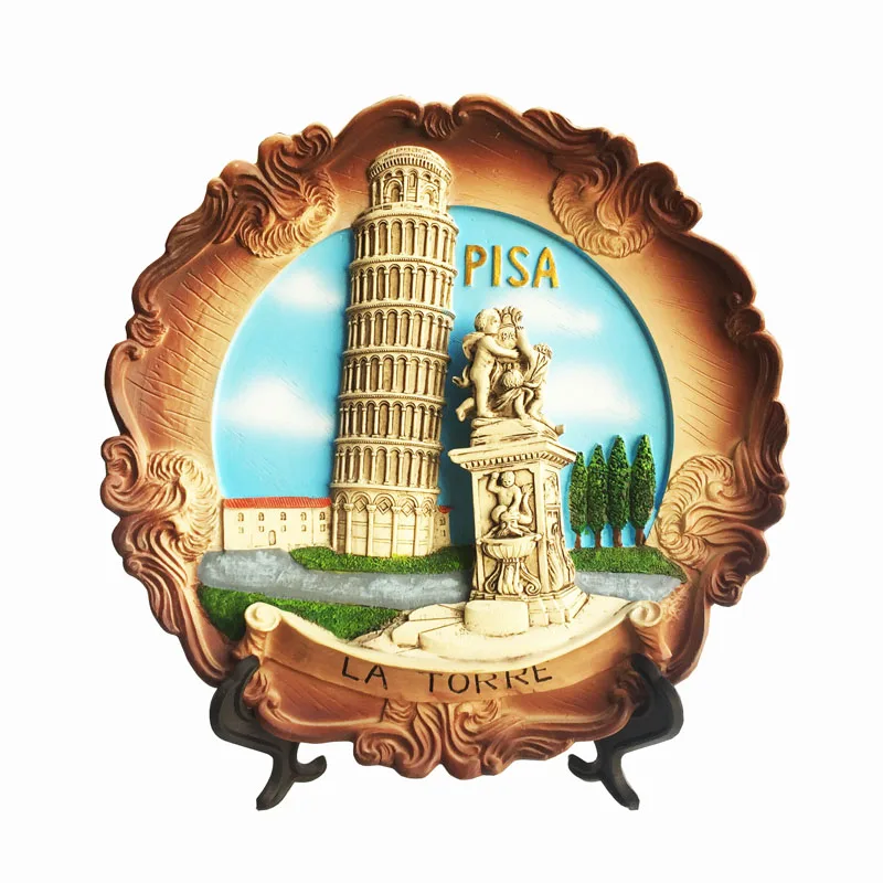 Souvenir de Touriste Européen, Miracle poumons, Carré, Pise, Tour Leautel, Statue d'Ange, Ornements de Disque, Peinture Décorative 3D, Artisanat