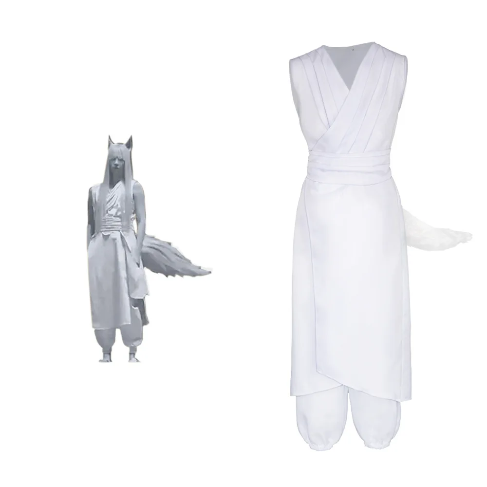 Traje de juego de rol serie de Tv YuYu Yu Hakusho Kurama, disfraz de Cosplay, peluca, uniforme rojo y blanco, Anime Fox Shape, Kurama, Cosplay Hallow