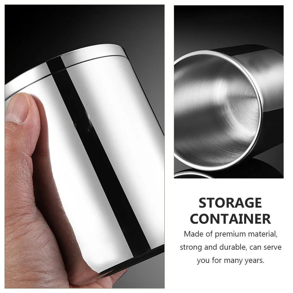 

1Pcs Stainless Steel Double-Layer Storage Container Kitchen Grain Canister Sealed Jar Useful Bean Tea Box Food Storage