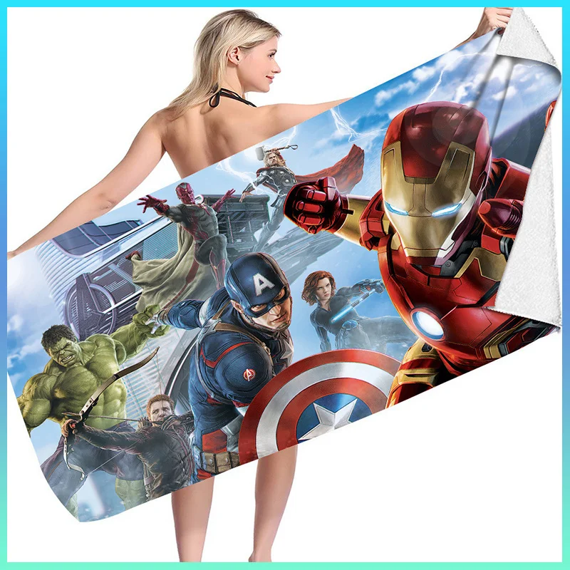 Spider Man Iron Man Beach Towel Microfiber Double-Faced Velvet Beach Towel Swimming Bath Towel Variety Square Towel Beach Towel