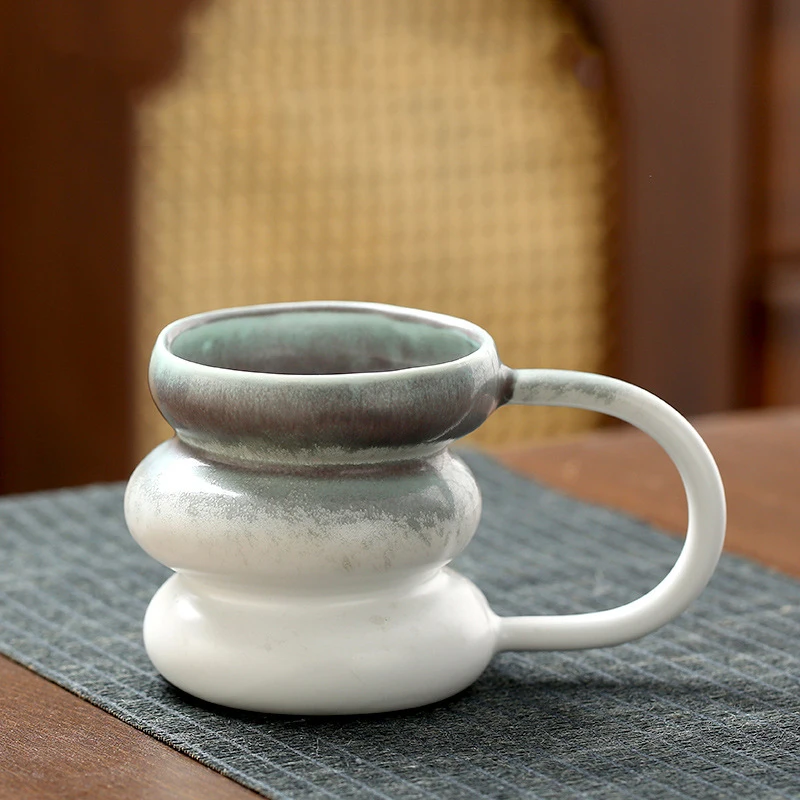 230ml Irregular Ceramic Cup Creative Shaped Cold Drink Milk Tea Mugs Splicing Color Design Home Coarse Pottery Juice Cup Mug